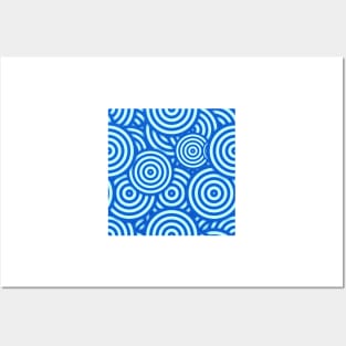 Two Blues Concentric Circles Pattern Posters and Art